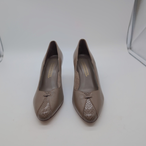 Vintage Naturalizer sz 7.5 Brown Leather Women's Heels Snake Print Accent - Picture 3 of 11